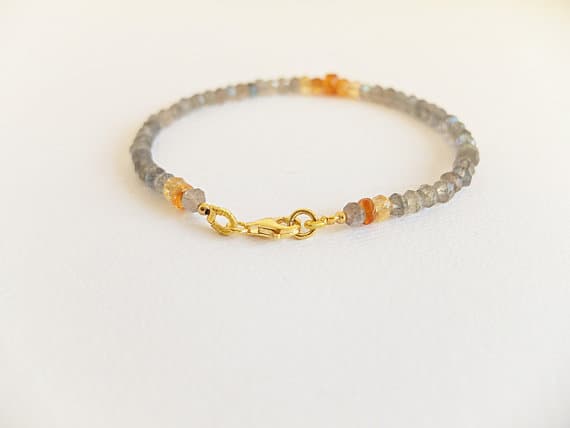 AAA++ Rare Quality Labradorite bracelet with ombre citrine pattern Bracelet,gemstone bracelet,natural labradorite and shaded citrine Gold  filled labradorite 3- 4 mm Code- TJH118