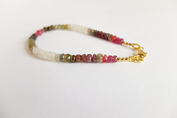 AAA++ Rare Quality Watermelon Tourmaline Bracelet,Multi Stone,Watermelon Tourmaline Jewelry,Multicolored Ombre Gemstone Jewelry raspberry agate 3 mm Code- TJH82