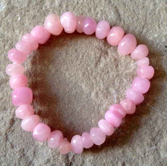 Bridesmaid Jewelry 7-11mm Pink Pink Jade Stretchable Bracelet Rondelle, Smooth 18cm for mens, womens, gf, bf and adults.