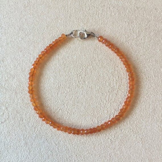 Simple Delicate Carnelian Sterling Silver Beaded Bracelet, Gifts for Her, BIrthday Gift, Boho Stack Bracelet 3-4 mm Code- WAR6411