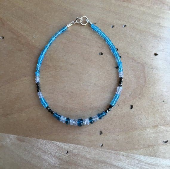 Sapphire jewelry, sapphire bracelet, apatite bracelet, fine jewelry, genuine sapphires, gemstone jewelry, 14k white gold, September gift 2-4mm Code- WAR6335