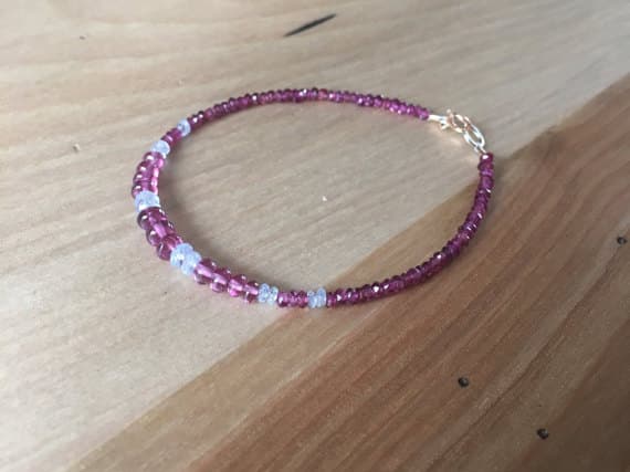 Garnet, January birthstone, Garnet bracelet, fine jewelry, sapphire jewelry, sapphire bracelet, rhodolite garnet bracelet, 14k rose gold 2-4 mm Code- WAR6330