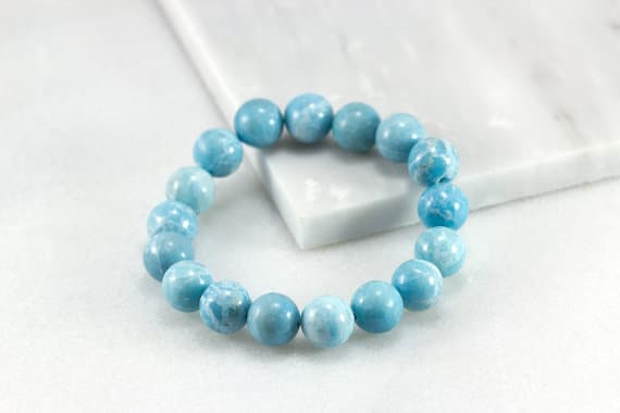 Larimar Bracelet, Calming Bracelet, Beach Jewelry Ideas, Larimar Jewelry, Pastel Blue Wedding , Aqua Beach Jewelry 6mm Code- WAR9023