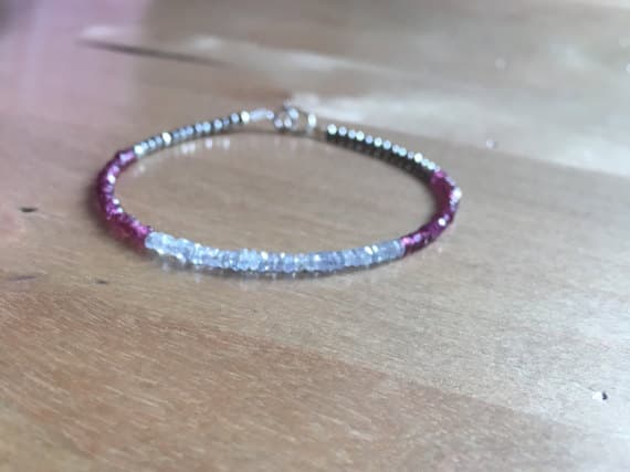 Garnet bracelet, sapphire bracelet, fine jewelry, garnet jewelry, January birthstone, minimalist bracelet, rhodolite garnet, 14k white gold 2mm  Code- WAR6331