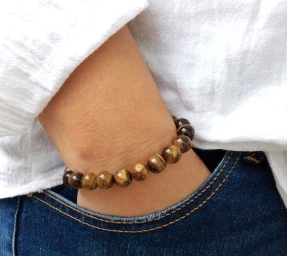 good luck gift 10mm Multi Colour Tiger Eye  Stretchable Bracelet Round, Smooth 18cm for mens, womens, gf, bf and adults.