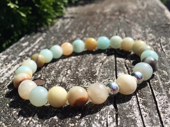 Galaxy Jewelry Silver Helling 8mm Stretchable Multi Amazonite Bracelet Round, Smooth 7" for mens, womens.