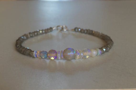 Australian Opal bracelet, labradorite bracelet, fine jewelry, Opal bracelet, genuine Opal, real Opal, Opal jewelry, October birthstone, gift 4-5 mm Code- WAR6343