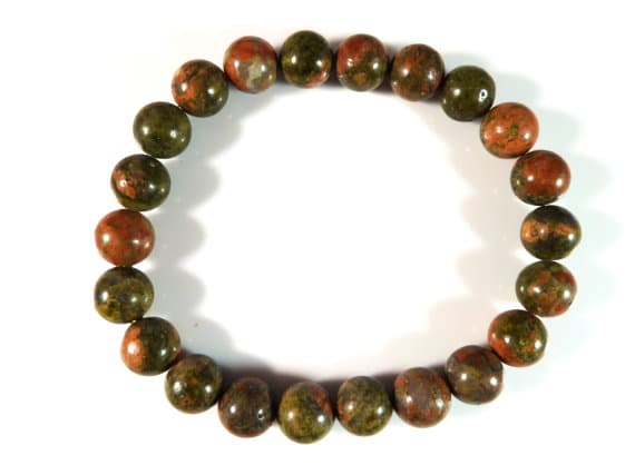 Bridesmaid Jewelry 8mm Stretchable Multi Unakite Bracelet Round, Smooth 7" for mens, womens, gf, bf & Adult.