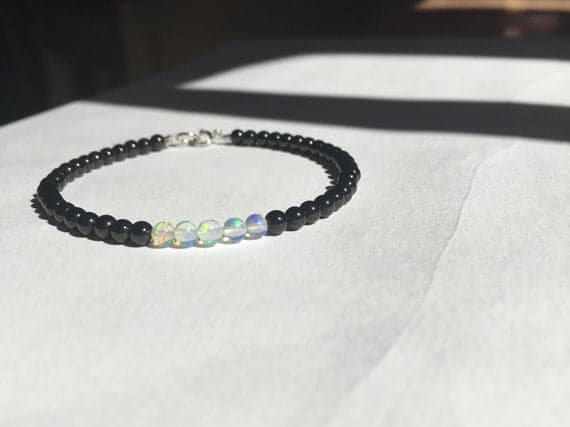 October birthstone, Opal bracelet, Genuine Opal bracelet, Opal jewelry, fine jewelry, real Opal jewelry, 14k white gold, minimalist bracelet 3-3.5mm Code- WAR6337