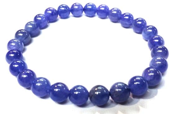 Anniversary Gift 7mm Stretchable Blue Tanzanite Bracelet Round, Smooth 7" for mens, womens, gf, bf & Adult.