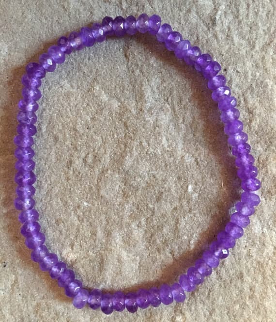 Blush Jewelry 2x4mm Purple Amethyst Stretchable Bracelet Rondelle, Faceted 18cm for mens, womens, gf, bf and adults.