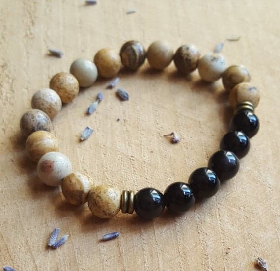 Jewelry Energy 8mm Stretchable Multi Black Obsidian  Bracelet Round, Smooth 7" for mens, womens.