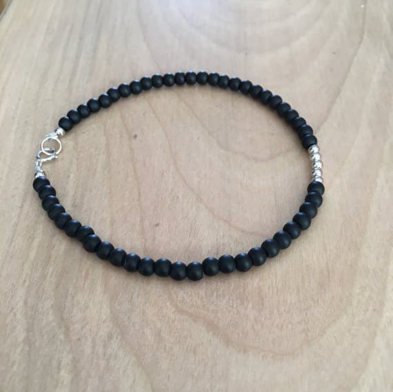 Men's gift, boyfriend gift, husband gift, 14k gold, men's bracelet, onyx bracelet, black onyx, gift for men, onyx jewelry, matte onyx, men 3-4mm  Code- WAR6319