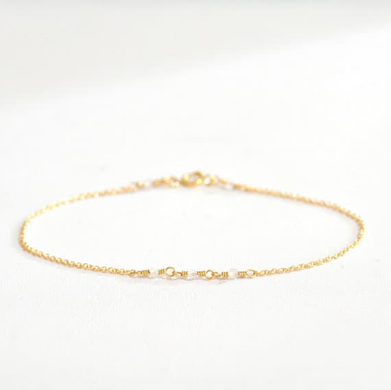 24k gold Plated Grounding 2mm stacking White White Topaz  Bracelet Round, Smooth 7" for mens, womens, gf, bf & Adult.