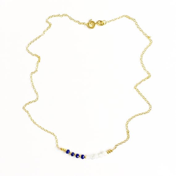 AAA++ Rare Quality Floating Lapis Lazuli and Moonstone Gold  Vermeil Gemstone Necklace //Lapis lazuli jewellery //bridesmaid gifts //gifts for women //handmade 3mm 16" Strand. Code- TJH292