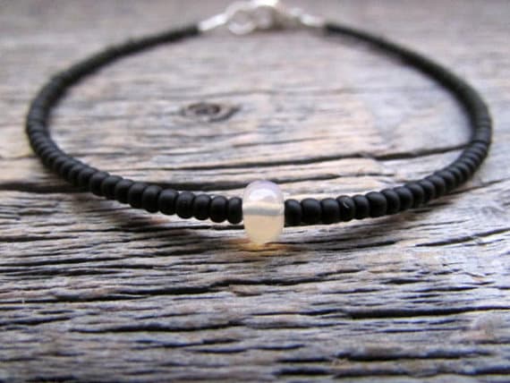 AAA++ Rare Quality October Birthstone Bracelet, Opal Bead Bracelet, Ethiopian Opal Bracelet, Seed Bead Bracelet, Bead Stack Bracelet, Opal Gemstone Bracelet 3.5-4.5mm 7 inches Code- TJH423