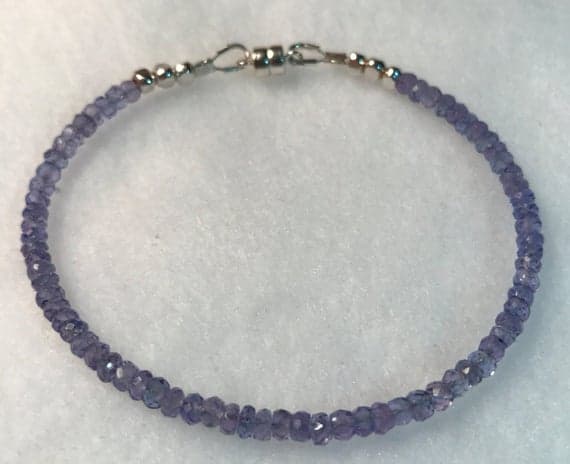Genuine 3.5mm Tanzanite, Karen Hill Tribe beads, Gemstone bracelet with magnetic clasp Code- WAR6102