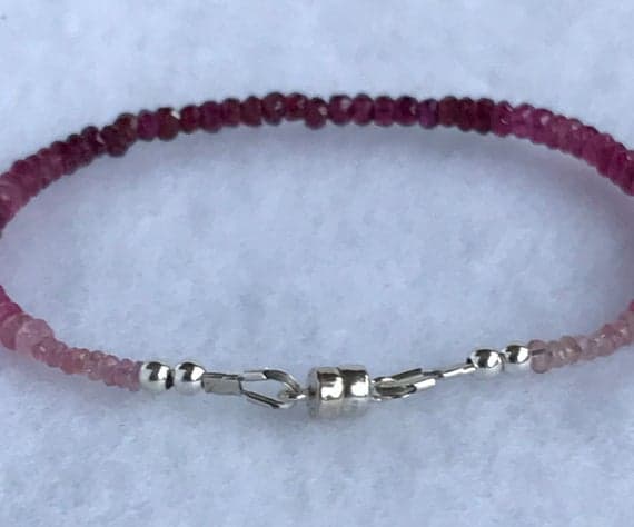 Delicate Ombre Garnet and Pink Tourmaline bracelet - magnetic clasp 2.5mm - 3.5mm Code- WAR6101