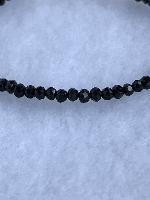 Delicate Black Spinel bracelet with magnetic clasp 3mm  Code- WAR6111