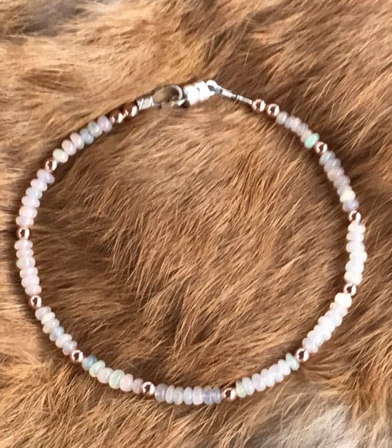 Rose Gold and Opal 3.5mm genuine gemstone bracelet with magnetic clasp Code- WAR6115