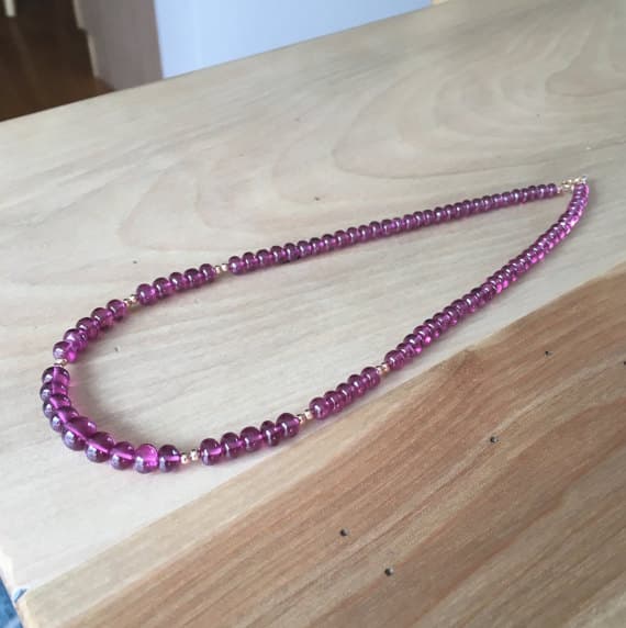 Fine jewelry, 14k rose gold, Garnet Necklace, January birthstone, garnet jewelry, statement necklace, rhodolite garnet, gemstone necklace 2.5mm -6mm Code- WAR6328