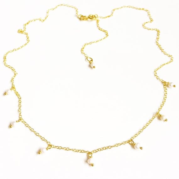 AAA++ Rare Quality Sweetheart Freshwater Pearl Charm and Gold  Vermeil Necklace //Bridal jewelry //Wedding jewellery //pearl necklace //Gold  necklace //pearls 3mm 17" Strand. Code- TJH295