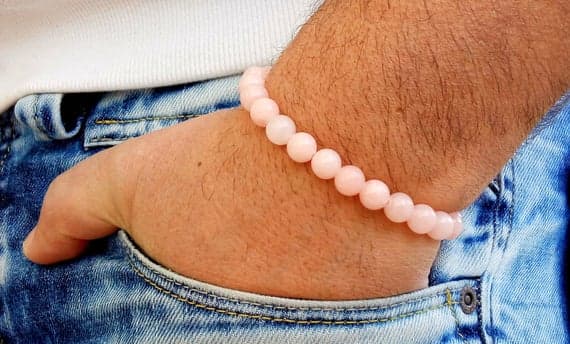 Empath Protection 8mm Pink JADEITE Stretchable Bracelet Round, Smooth 18cm for mens, womens, gf, bf and adults.
