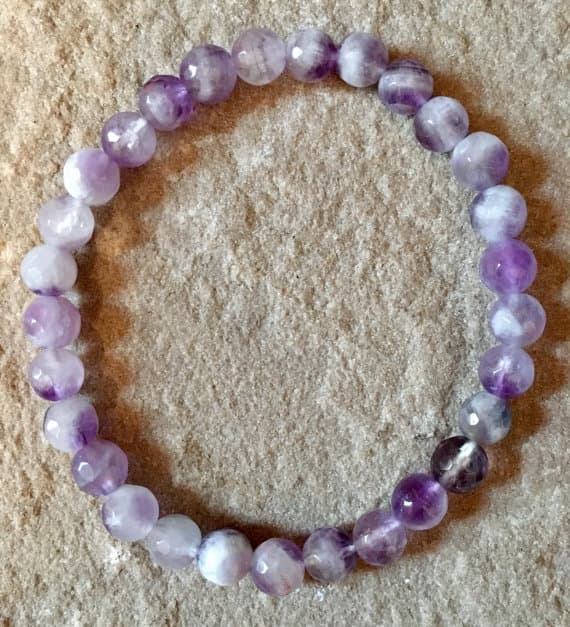 Personalized Gift 6mm Purple Amethyst Stretchable Bracelet Round, Faceted 18cm for mens, womens, gf, bf and adults.