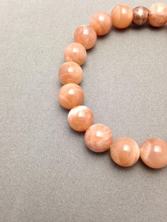 10MM Orange Sunstone Stretch Bead Bracelet for Improved Creativity, Cheerfulness, Transformation Code- WAR6204