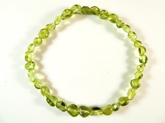Blush Jewelry 6x4mm Stretchable Green Peridot Bracelet Nugget, Smooth 7" for mens, womens, gf, bf & Adult.