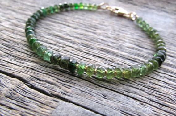 AAA++ Rare Quality Ombre Tourmaline Bracelet, Green Tourmaline Bracelet, Gemstone bracelet, Bead Bracelet, Chakra Bracelet, October Birthstone Bracelet, Gift 4mm 7 inches Code- TJH402