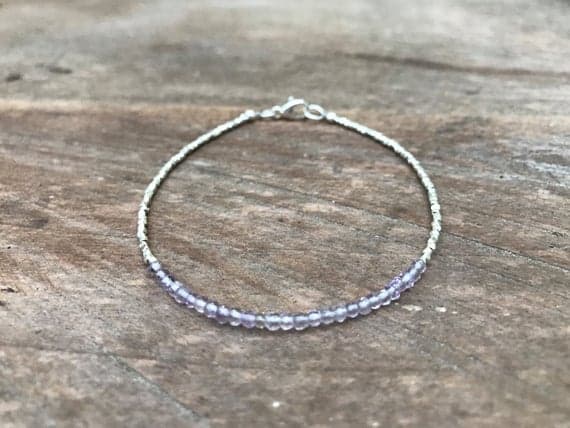 AAA++ Rare Quality Pink Amethyst and Karen Hill Tribe Silver Plated Beads Bracelet, Beaded bracelet, Gemstone bracelet 2.5 mm Code- TJH01