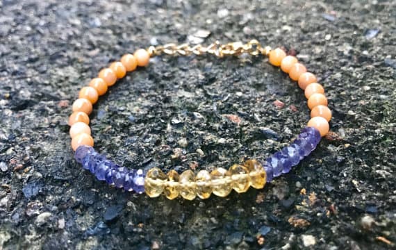 925 sterling Silver Super sale 4-5mm stacking Multi Citrine, Iolite and Apricot Agate Bracelet Rondelle, Faceted 7" for mens, womens, gf, bf & Adult.