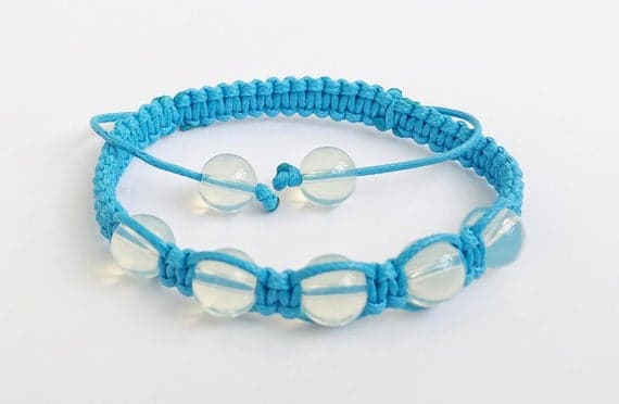 Blush Jewelry 10mm White Moonstone Shamballa Adjustable Bracelet Round, Smooth 18cm for mens, womens, gf, bf and adults.