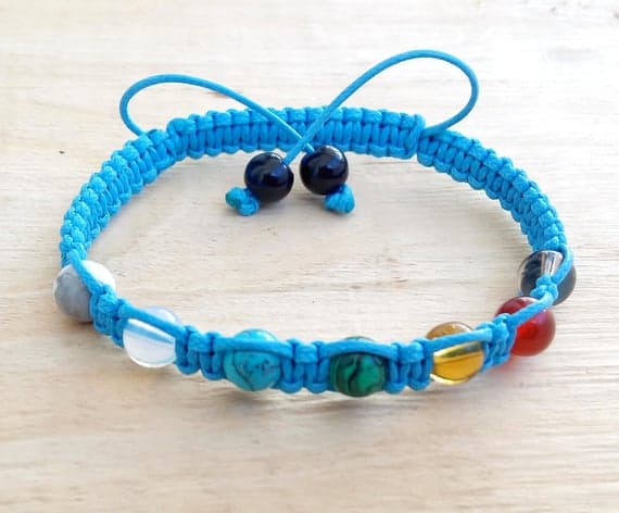 Anxiety Relief Calming 8mm White Multi Shamballa Adjustable Bracelet Round, Smooth 18cm for mens, womens, gf, bf and adults.