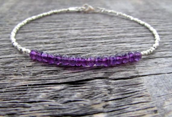 AAA++ Rare Quality Amethyst Bracelet, February Birthstone Bracelet, Amethyst Jewelry, Bead Bracelet, Gemstone Bracelet, Amethyst Gemstone, February Gemstone 3.5-4mm 7 inches Code- TJH405