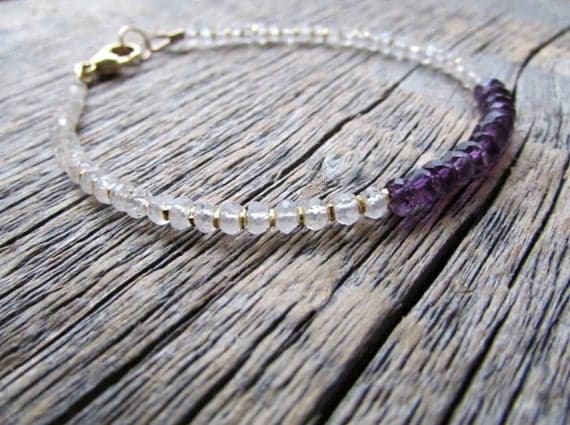 AAA++ Rare Quality Amethyst Bracelet, Moonstone Bracelet, February Birthstone Bracelet, June Birthstone Bracelet, Gemstone Bracelet, Bead Bracelet, Amethyst 3.5-4mm 7 inches Code- TJH465