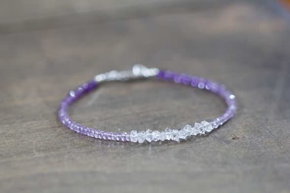 925 sterling silver Anxiety Gemstone 2.5-3mm Multi Colour Amethyst stacking Bracelet Rondelle , Faceted 18cm for mens, womens, gf, bf and adults.