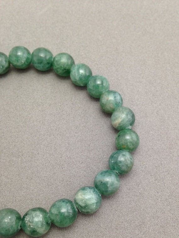 Green Apatite Stretch Bead Bracelet with Copper focal for Abundance, Clearing Negativity, Connecting Mind & Heart Energies 8mm  Code- WAR6219
