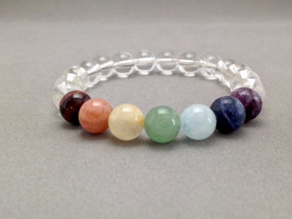 10mm Reiki Infused Crystal Rainbow Stretch Beaded Bracelet for Chakra and Metaphysical Healing, LGBTQ Pride, Unicorn and Rainbow Lovers  Code- WAR6247