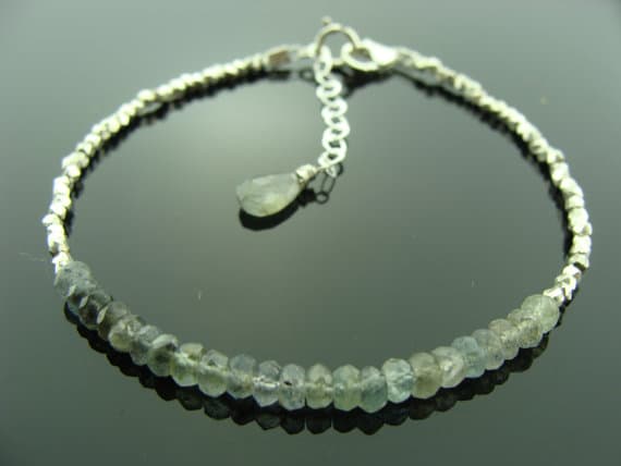 Moss Aquamarine 925 Sterling Sliver Bracelet 3mm Code- WAR6573