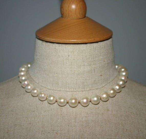 PEARL CHOKER NECKLACE...11 mm Freshwater, Cultured Pearl Necklace...Bridal, Prom Pearl Necklace Code- WAR6045