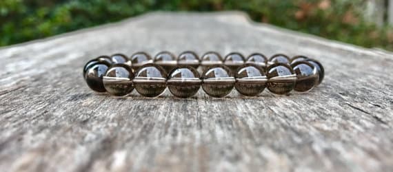 Galaxy Jewelry 8mm Stretchable Brown Smoky Quartz  Bracelet Round, Smooth 7" for mens, womens, gf, bf & Adult.