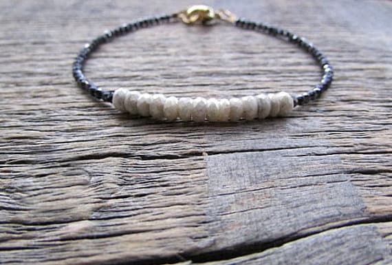 AAA++ Rare Quality Silverite Bracelet, Mystic Spinel Bracelet, Black White Bracelet, Gemstone Bracelet, Bead Bracelet, Silverite Jewelry, Stack Bracelet 2-4mm 7 inches Code- TJH421