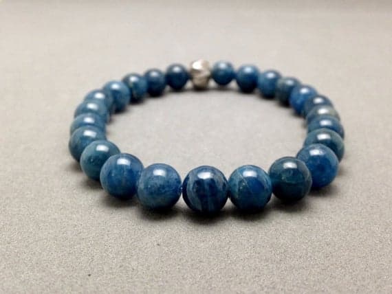 8MM Blue Apatite Stretch Bead Bracelet for Psychic Development, Improved Communication Code- WAR6179