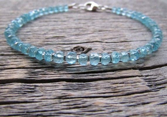 AAA++ Rare Quality Blue Apatite Bracelet, Apatite Jewelry, Gemstone Bracelet, Chakra Bracelet, Bead Bracelet, Women's Gift 4mm 7 inches Code- TJH478