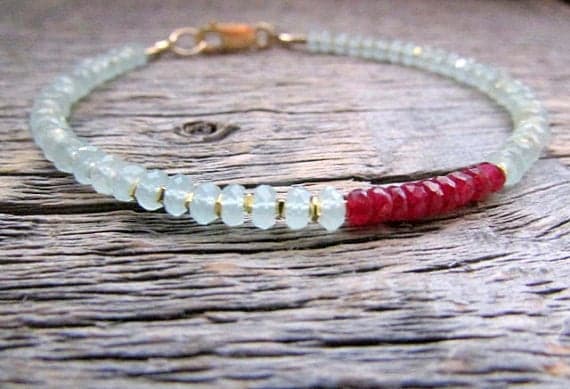 AAA++ Rare Quality Ruby Bead Bracelet, Ruby Bracelet, Chalcedony Bracelet, July Birthstone Bracelet, Ruby Jewelry, Chalcedony Jewelry, Stack Bracelet, Gift 3-3.5mm 7" Strand. Code- TJH372