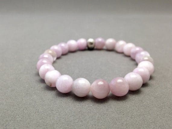 7mm Pink Kunzite Stretch Bead Bracelet With Aum Focal for Unconditional Love Code- WAR6172