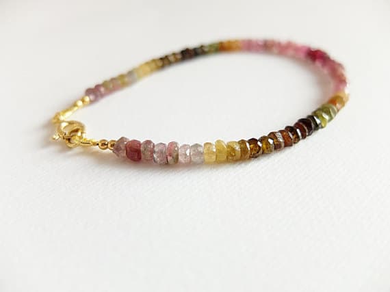AAA++ Rare Quality Watermelon Tourmaline Bracelet,Watermelon Tourmaline Jewelry Pink,Green Multicolored Ombre Gemstone Jewelry,stacking,multicolor gem bracelet 3-4 mm Code- TJH73