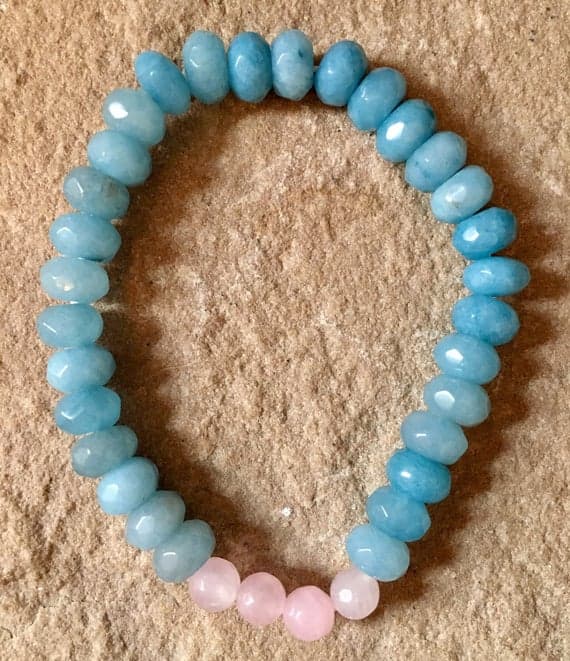 Artisan Loose 5x8mm Multi Colour Aquamarine Stretchable Bracelet Rondelle, Faceted 18cm for mens, womens, gf, bf and adults.